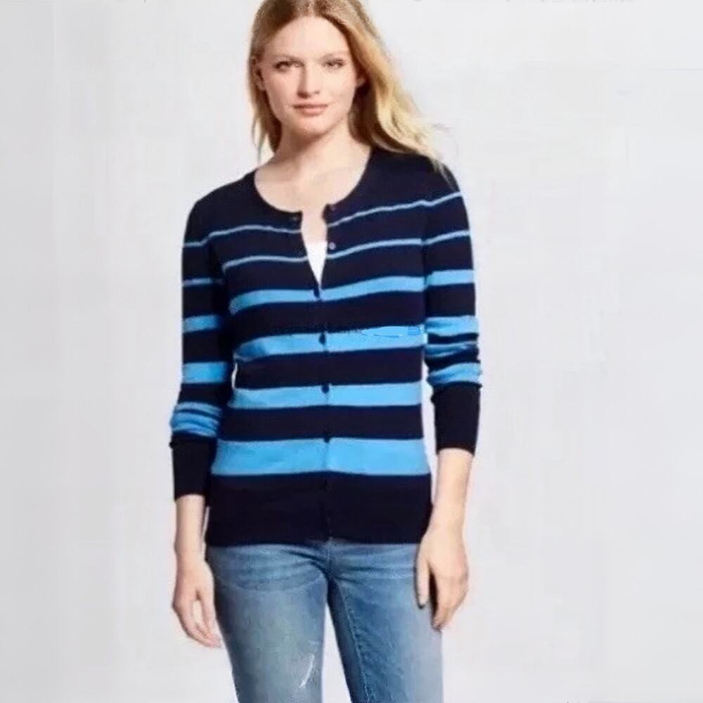Merona Navy Blue Striped Cardigan